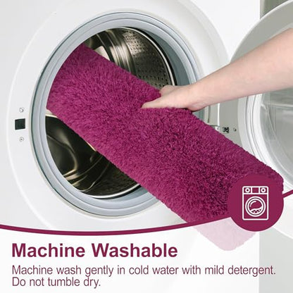Bathroom Rugs Non Slip 24"x16" Soft Absorbent Bath Mat, Burgundy - color: Burgundy, size: 24" x 16" (Rectangular)