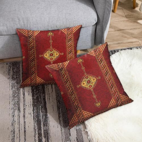 Britimes Throw Pillow Covers Set of 2, 18 x 18 Inch, Red Boho - color: Ethnic Tribal 14, size: 18" x 18" (Pack of 2)