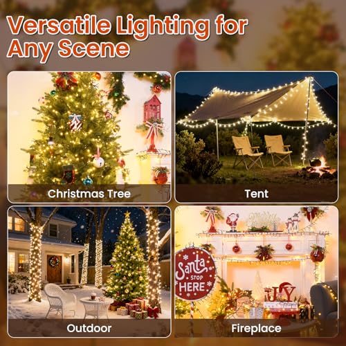 400 LED Cluster Lights Christmas 40FT Fairy Lights Plug in with Remote - color: Warm White, size: 400 LED