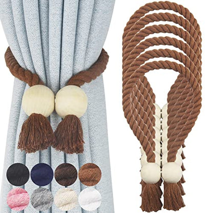 Magnetic Curtain Tiebacks Decorative Tie Back Drapes Holdbacks Nieffeiy - color: Khaki