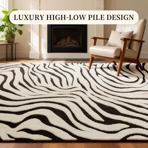 YIHOUSE Zebra Round Area Rugs 6ft: Modern Washable Non-Slip Circle Rug - color: Zebra (Black & Cream), size: 6' (Round)