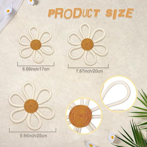 Barydat 6 Pcs Boho Nursery Decor Daisy Flower White - color: White, size: 6.69/7.87/9.84 Inch, style: Splendid Flower