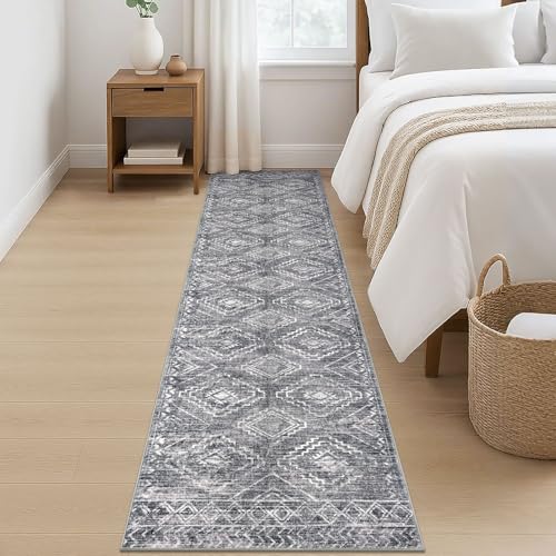 KILOCOCO Washable Runner Rug 2x8 ft Non-Slip Hallway Runners, Grey - color: Grey, size: 2' x 8' (Runner)