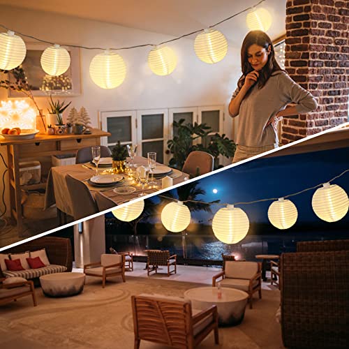 Vigdur White Paper Lantern String Lights Plug in Connectable, 9.8FT - color: White Lantern - Large and Small