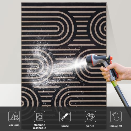 Tangsoo Easy Jute 2x4 Small Runner Rug,Washable Non-Slip Indoor Entry Rug - color: Black Six Rainbow, size: 2' x 4'(Runner)