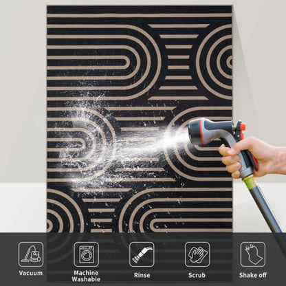 Tangsoo Easy Jute 2.6x10 Hallway Rug,Indoor Washable Non-Slip Runner Rugs - color: Black Six Rainbow, size: 2'6" x 10'(Runner)