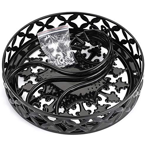 OwnMy Black Metal Round Plant Stand Indoor Outdoor Iron Flower Pot Holder - color: Black