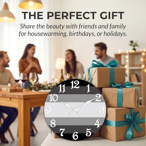 ArtSocket Round Wall Clock Silent Non-Ticking 8", Grey - color: Farmhouse Beach Coastal, size: 8in