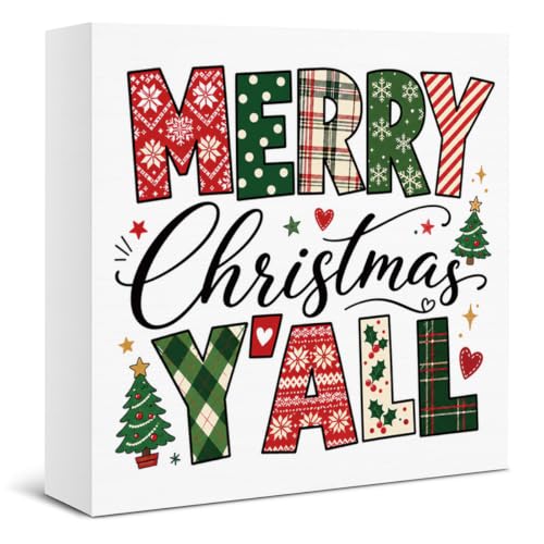 Christmas Decorations, Merry Christmas Wooden Sign Decor 5x5 Inch - color: Tub-5