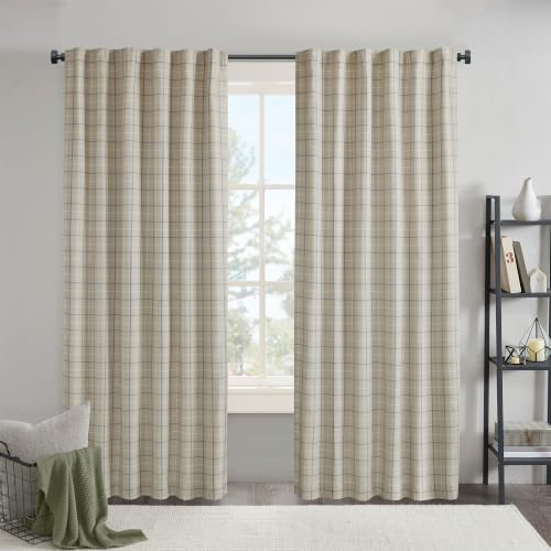 Madison Park Plaid Curtain Thermal Insulated, 1 Panel, 50x84 Linen Blue - color: Rod Pocket & Back Tab, Linen Blue, size: 50"W x 84"L (Pack of 1)