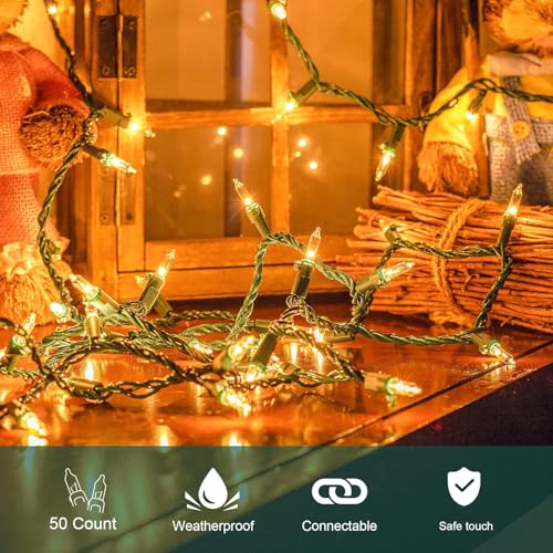 White Christmas Lights,13FT 50 Count String Lights with Green Wire - color: Warm White (Green Wire), size: 50 count
