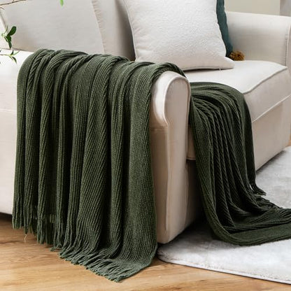 BATTILO HOME Olive Green Throw Blanket for Couch, 60"x80" - color: Olive Green, size: 60 x 80 in.