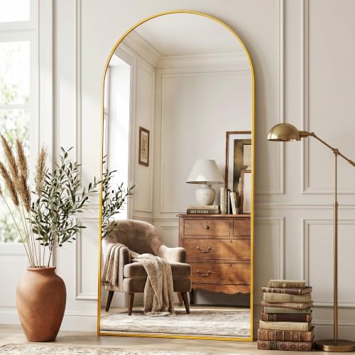 Full Length Mirror, 71"x32" Arched Floor Mirror, Gold - color: Gold, size: 71"L x 32"W