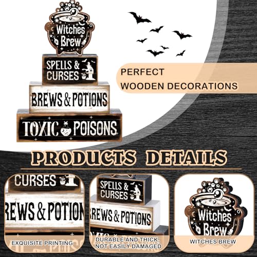 4 Pcs Halloween Tiered Tray Decor Witches Brew Centerpiece for Table - style: Witches Brew