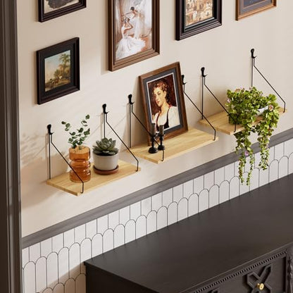 QsQueen Floating Shelves for Wall, Rustic Wood Shelf,11.8 Inch, No Drill - color: Primary Color