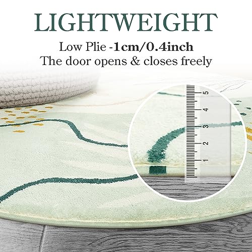 Lahome Green Hallway Runner Rug - 2x6 Washable Kitchen Runner Rug Boho Non-Slip Low-Plie Laundry Room Rug Soft Bathroom Rug Botanical Print Throw Carpet for Entrance Bedroom Living Room - color: Green, size: 2' x 6' (Rectangular)