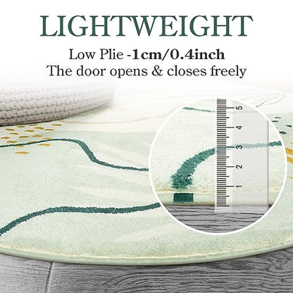 Lahome Green Hallway Runner Rug - 2x6 Washable Kitchen Runner Rug Boho Non-Slip Low-Plie Laundry Room Rug Soft Bathroom Rug Botanical Print Throw Carpet for Entrance Bedroom Living Room - color: Green, size: 2' x 6' (Rectangular)