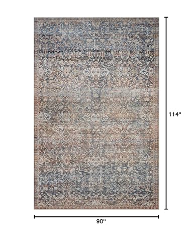 Loloi Chris Loves Julia Jules Denim / Spice 7'-6" x 9'-6" Area Rug - color: Denim / Spice, size: 7'6" x 9'6" (Rectangular)