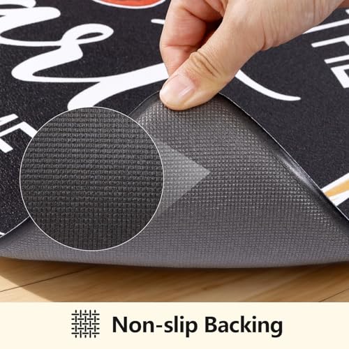 Yamaziot Anti Fatigue Kitchen Rug Set of 2, Non-Slip Cushioned Floor Mats - color: Black, size: 17.3"x27"+17.3"x 47"
