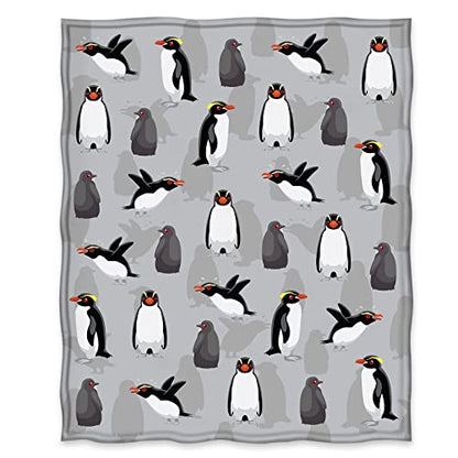 Jekeno Penguin Grey Throw Blanket 50"x60", Gifts for Women Men - color: White Gray, size: 50"x60"