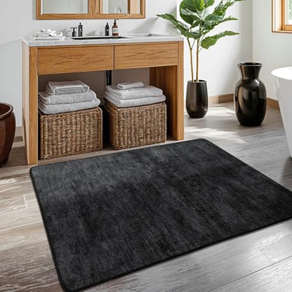 4x6 Washable Area Rug, Black Solid Area Rugs for Living Room & Bedroom - color: Black, size: 4' x 6' (Rectangular)