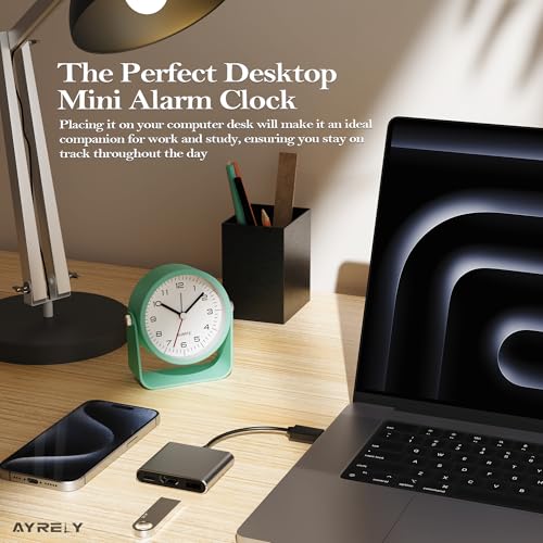 AYRELY® 3.5" Small Analog Travel Alarm Clock, Battery Operated Desk Clock - color: Light Blue
