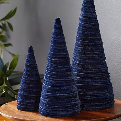 Your Heart's Content Velvet Trees Set of 3 Navy (Navy) - color: Navy