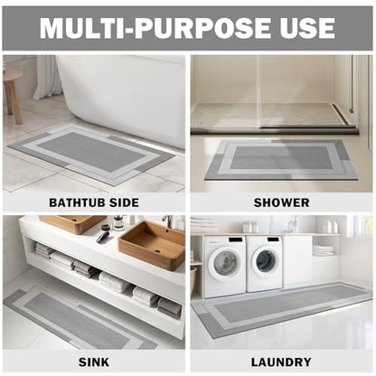 YDKGL Non Slip Bath Mat Thin Bathroom Rugs Fit Under Door Grey 16"x 24" - color: A- Light Gray, size: 16" x 24" (Rectangular)