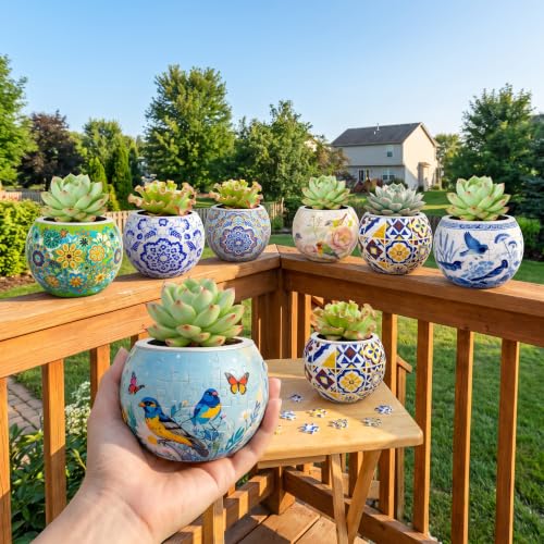 3D Puzzles Flower Pots, Puzzles for Adults and Kids,Small,Cactus Decor,Succulent Planters Pots for Indoor,Plant Gifts for Plant Lovers Creative Gifts(red-5)