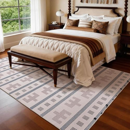 8x10 Washable Area Rug for Living Room, Neutral Geometric, Cream Beige - color: Cream Beige, size: 8' x 10'(Rectangular)
