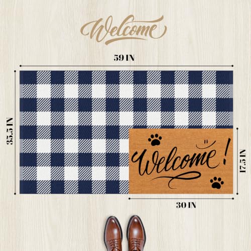 Outdoor Rugs, Blue and White Area Rug Checkered 3’x 5’ - color: Blue & White, size: 3' x 5' (Rectangular)