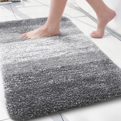 Arotive Microfiber Bathroom Rugs, Shaggy Soft Absorbent Bath Rug, 24x16 - color: Grey, size: 24" X 16"