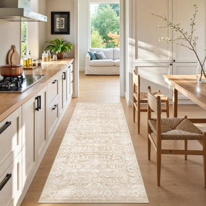 Soalmost Runner Rug Non-Slip for Kitchen 2x5, Washable Soft Hallway Rug - color: Beige, size: 2' x 5' (Runner)