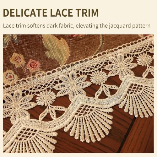 End Table Cover Brown, Lace Jacquard, Large,15.7x51.2 Inch - color: Brown, size: 51.2" x 15.7" (Rectangular)