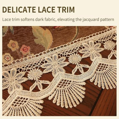 End Table Cover Brown, Lace Jacquard, Large,15.7x51.2 Inch - color: Brown, size: 51.2" x 15.7" (Rectangular)