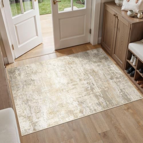 cotiled 3x5 Area Rugs Entryway: Washable Abstract Rug Beige - color: Beige, size: 3' x 5' (Rectangular)