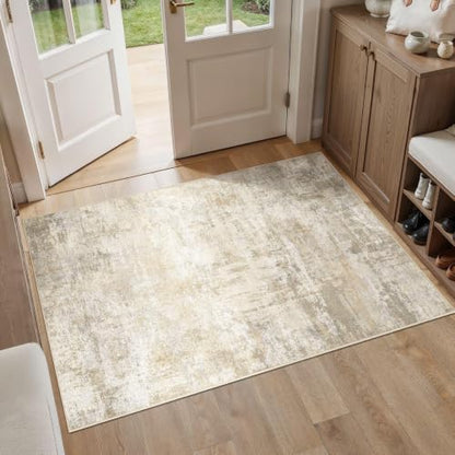 cotiled 3x5 Area Rugs Entryway: Washable Abstract Rug Beige - color: Beige, size: 3' x 5' (Rectangular)