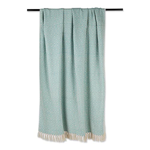 DII Rustic Farmhouse Double Diamond Woven Throw, 50x60, Aqua - color: Aqua, size: 50x60"