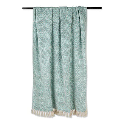DII Rustic Farmhouse Double Diamond Woven Throw, 50x60, Aqua - color: Aqua, size: 50x60"