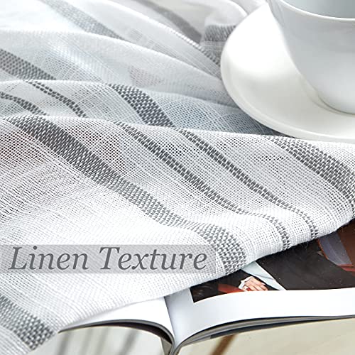 SXZJTEX Striped Cafe Kitchen Curtains Tiers 36 Inch Grey White Linen - color: Grey, size: 27"W x 36"L (Pack of 2)