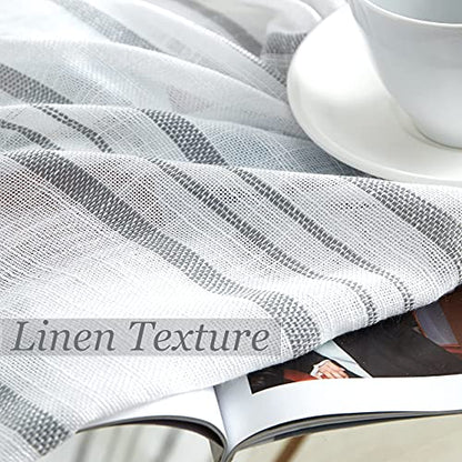 SXZJTEX Striped Cafe Kitchen Curtains Tiers 36 Inch Grey White Linen - color: Grey, size: 27"W x 36"L (Pack of 2)