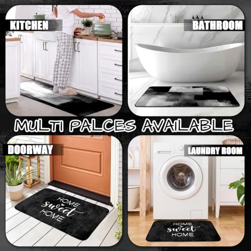 Fourluoo 3 Pcs Farmhouse Black Kitchen Rugs and Mats Set - color: Modern Black