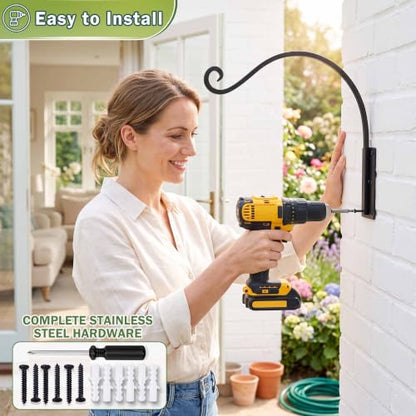 Lifyzoon Heavy Duty Plant Hanger Bracket Outdoor (22"/Black) - size: 1A-22 Inch