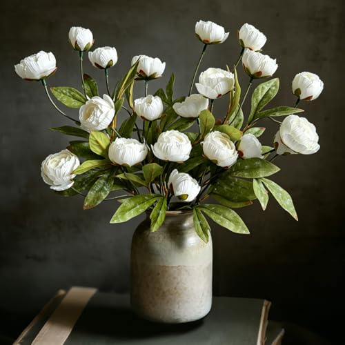 6Pcs Viral Peony Artificial Flowers for Vase - color: White Peonies, size: 6Pcs