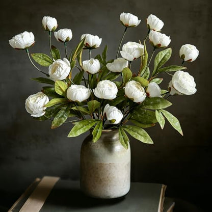 12Pcs Viral Peony Artificial Flowers for Vase - color: White Peonies, size: 12Pcs