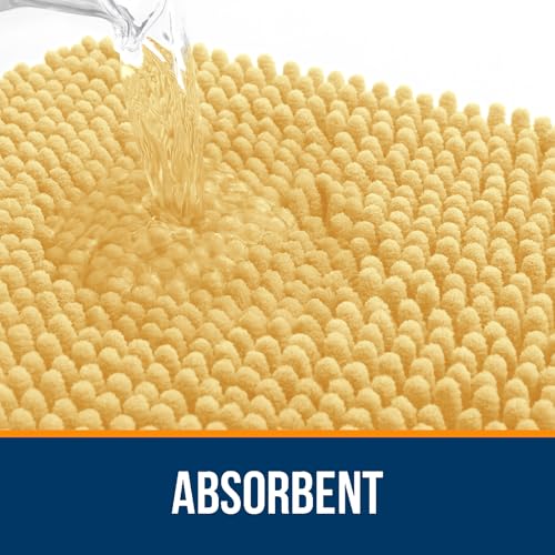 OLANLY Toilet Rugs U-Shaped 20x20, Soft Absorbent Chenille Contour Rugs - color: Yellow, size: 20" X 20" Contour Rug
