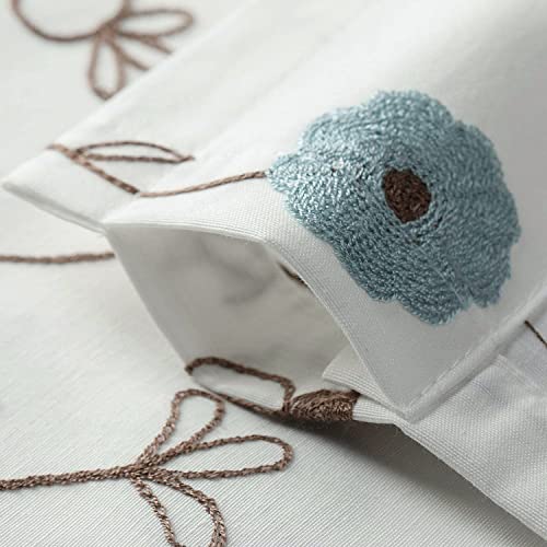 VOGOL Blue Floral Kitchen Valance, Linen Look, 52 x 18 Inches - color: Blue, size: 52"W x 18"L (Pack of 1)