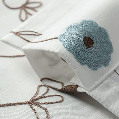 VOGOL Blue Floral Kitchen Valance, Linen Look, 52 x 18 Inches - color: Blue, size: 52"W x 18"L (Pack of 1)