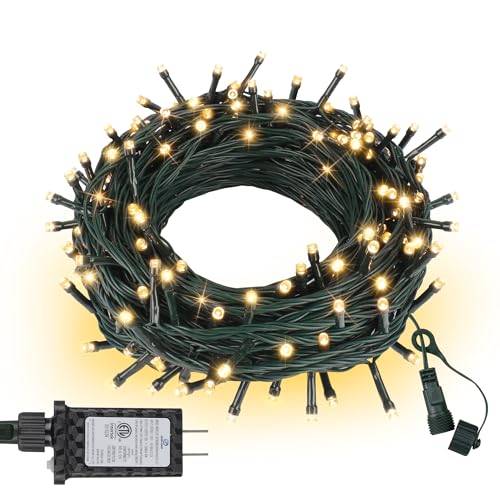 ASENEK Christmas Lights 33FT 100 LED 8 Modes with Timer Connectable Decorative String Lights for Xmas Tree Patio Party Warm White - color: Warm White Dark Green Wire, size: 33FT 100LED