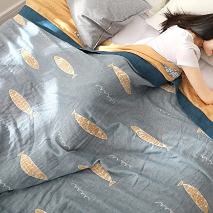 LUTBM Boho Throw Blanket for Bed 60"x80", 100% Cotton Soft Couch Blankets - color: Animal-fish, size: 60"×80"